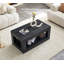 Table basse moderne à 2 niveaux pour meubles de salon, table centrale rectangulaire avec tablette de rangement ouverte. La table basse à double couche est fabriquée en panneau de fibres à densité moyenne. Assemblage stable et durable, facile-360081270