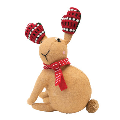 Ornement suspendu lapin avec écharpe et gants