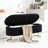Modern Entryway Bench With Storage: Fluffy Cover Oval Bedroom Storage : Breathable Fabric & Metal Legs-1699762813