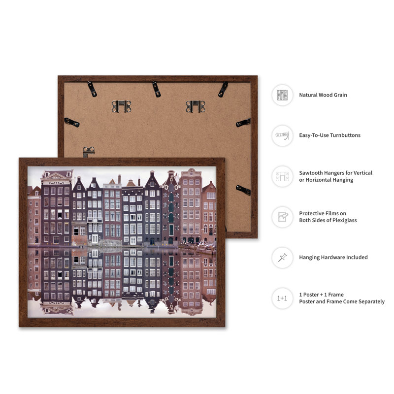 Amsterdam House, Poster, 16"H x 20"W, Brown Framed