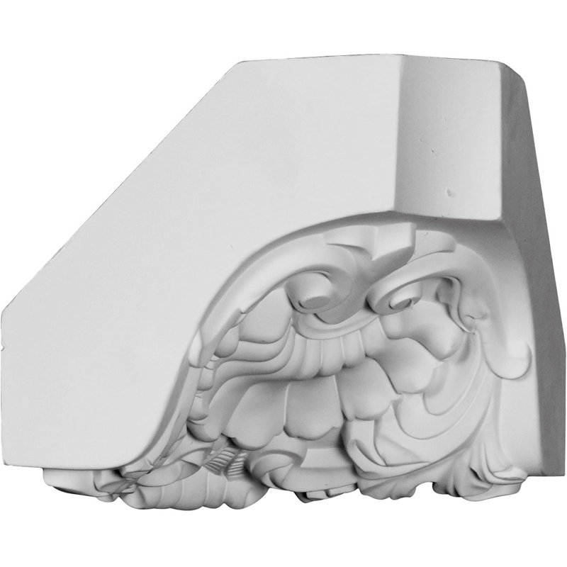 White Polyurethane Shell Crown Moulding Inside Corner Block