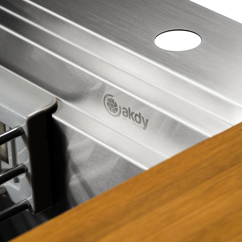 Drop-In 30-in x 22-in Brushed Stainless Steel Single Bowl 1-Hole Workstation Kitchen Sink