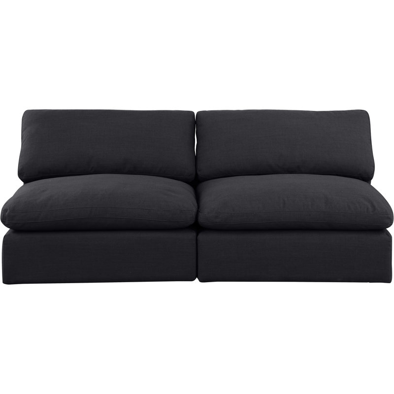 Canapé modulaire en lin Hurlow, Tissu texturé en lin noir