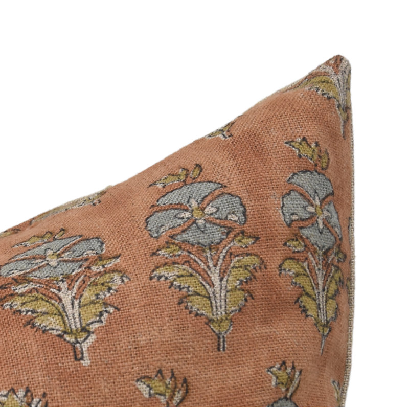 Fabdivine Mormukut Handmade Thick Linen Throw Pillow Cover Traditional Block Print Décor- 14x20 Inch, 20"H x 14"W