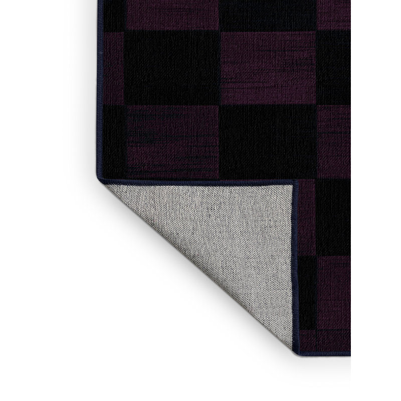 Machine Washable Checkered Blue Area Rug, Rectangle 6' x 9'