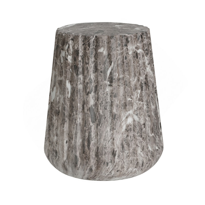 Outdoor Cleme Carved Side Table, Brown, Brown