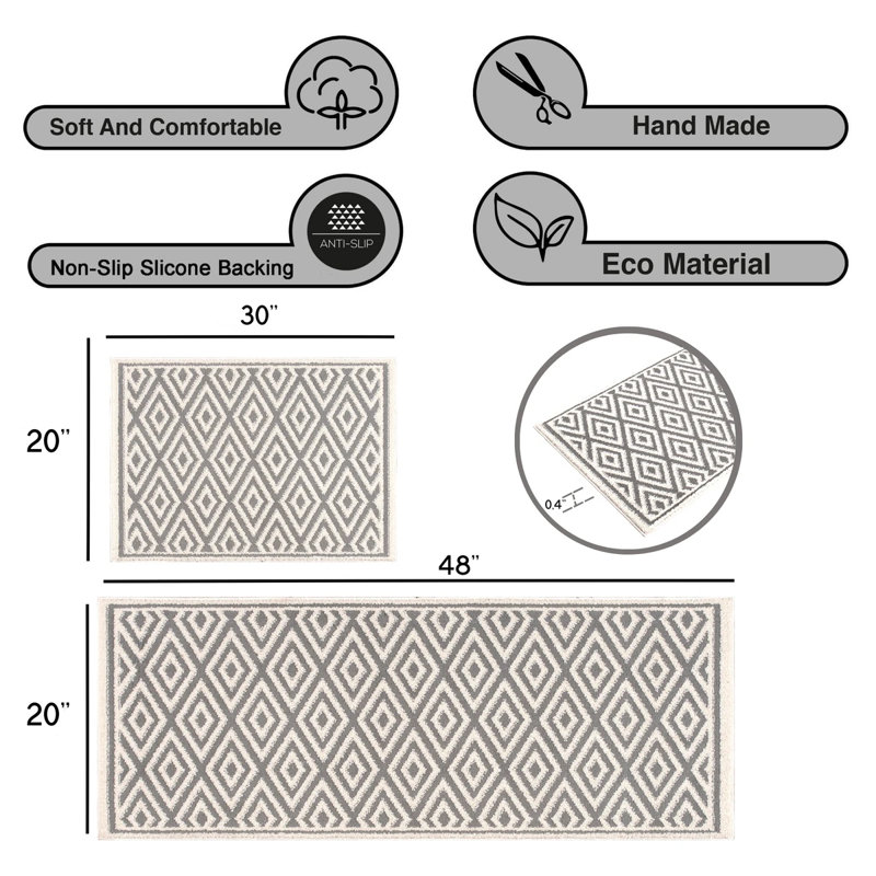 Ensemble de 2 tapis de cuisine antidérapants et lavables Sofihas Ensemble de 2 tapis de cuisine Sofihas