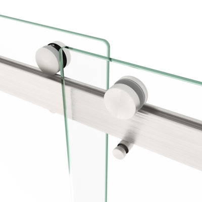 Porte de douche bypass - Verre trempé de 5/16 po, quincaillerie en acier inoxydable, poignée en verre anti-fuite, nickel brossé, salle de bain