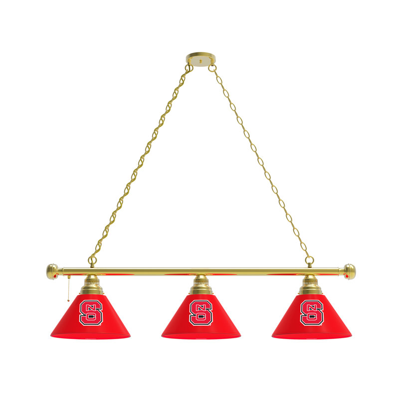 3 - Light Pool Table Lights Pendant, Brass, North Carolina State Wolfpack
