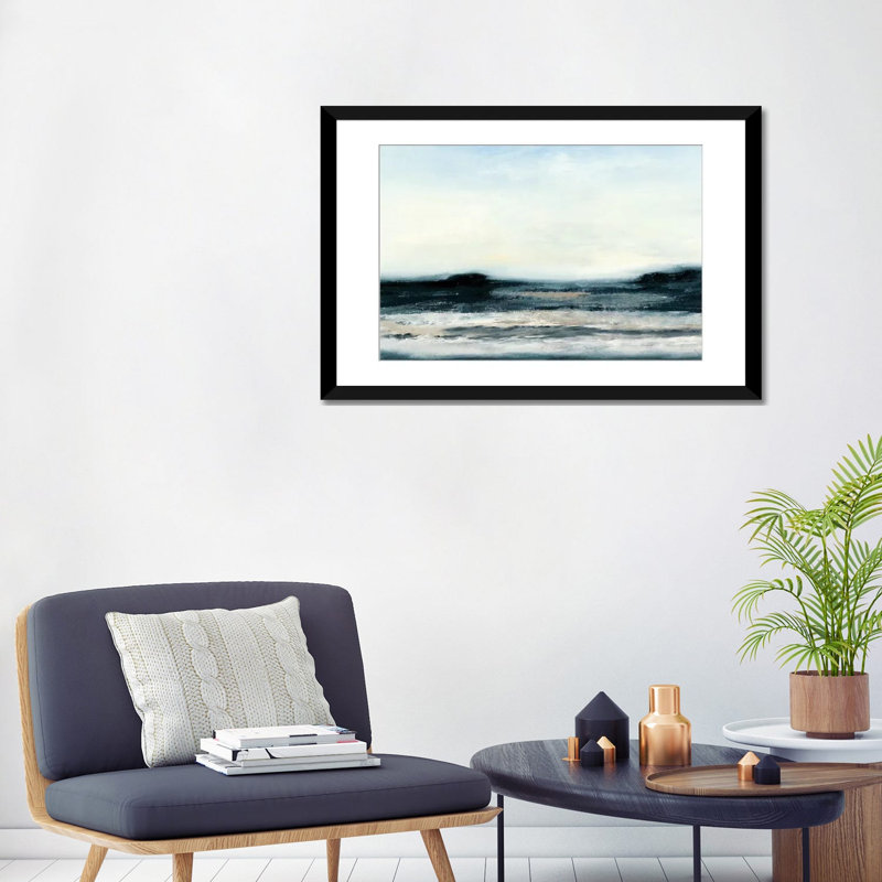 « ocean marée i », impression sur toile, Papier beaux-arts encadré noir, Blanc, H 24 po x l 32 po x P 1 po