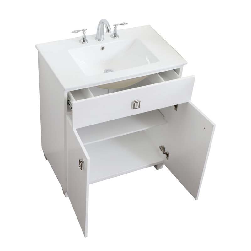Brandon 30'' Single Bathroom Vanity with Ceramic Top, White