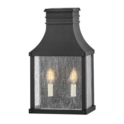 Trevett Matte Black 43.9cm H Clear Glass Outdoor Wall Lantern