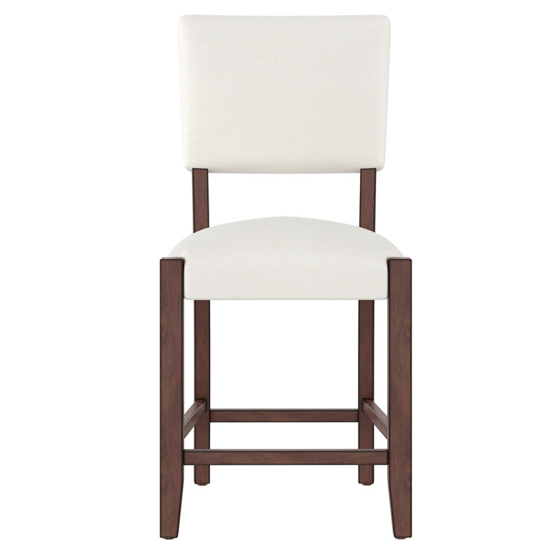 Ensemble de 4 tabourets de bar de style Mid-Century de 40,4 po avec dossier et tabourets revêtus de lin avec pieds en bois massif pour la salle à manger de l'îlot de cuisine (chaises 4 pièces)