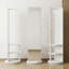 Miroir pleine grandeur pivotant à 360 ° en bois massif avec portemanteau et tablettes de rangement, miroir de plancher autoportant 66 po avec crochets pour chambre à coucher, salon, vestiaire-1509649981