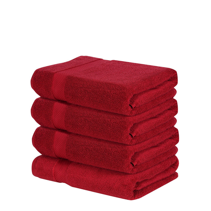Splash 100% Cotton Zero Twist Bath Towel Set, 550 GSM Ultra Soft Absorbent Bath Towels for Spa & Daily Use, OEKO-TEX Certified, 4 Pack, Red