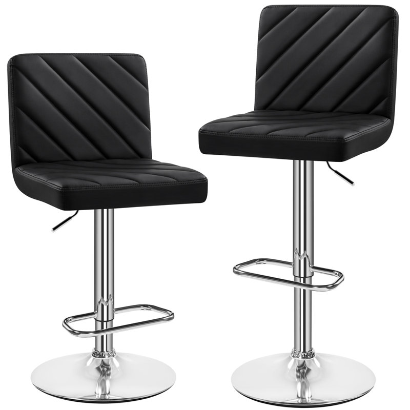 Height Adjustable Swivel Bar Stool , Black, No