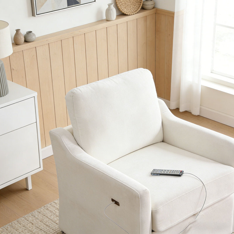 Fauteuil demi-tonneau en chenille, Blanc
