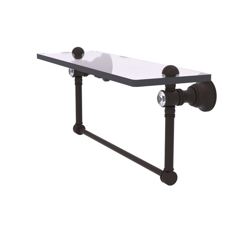 Tablette avec porte-serviettes Freyja, Bronze huilé, H 5,54 po x l 16 po x P 7 po