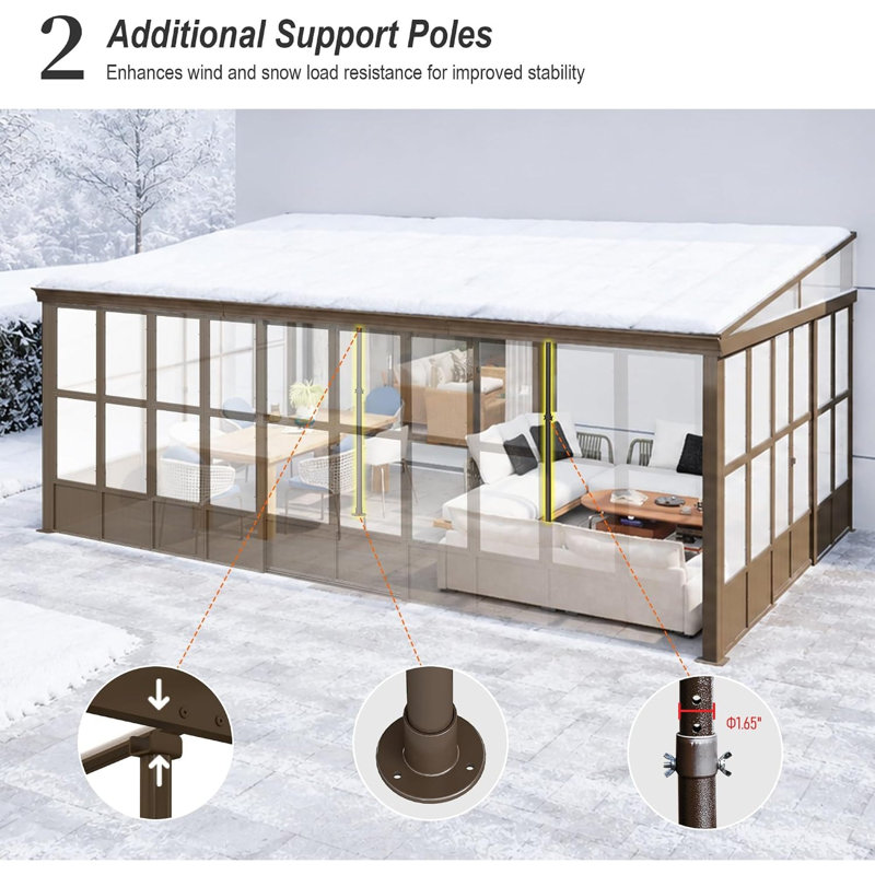 Pavillons de jardin modernes x20FT (doit inclure le cadre), véranda en aluminium avec portes coulissantes