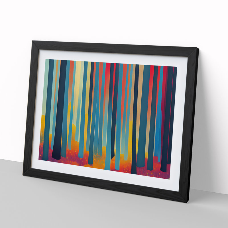 Abstract Forest Summer Vol.3 - Single Picture Frame Painting, 25cm H x 34cm W x 2cm D, Black