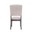 Lot de 2 chaises d'appoint rustiques de style transitionnel, avec dossier rembourré en lin beige, pieds fuselés en bois d'hévéa massif finition chêne gris vieilli, pour une composition décorative esthétique dans la salle à manger.