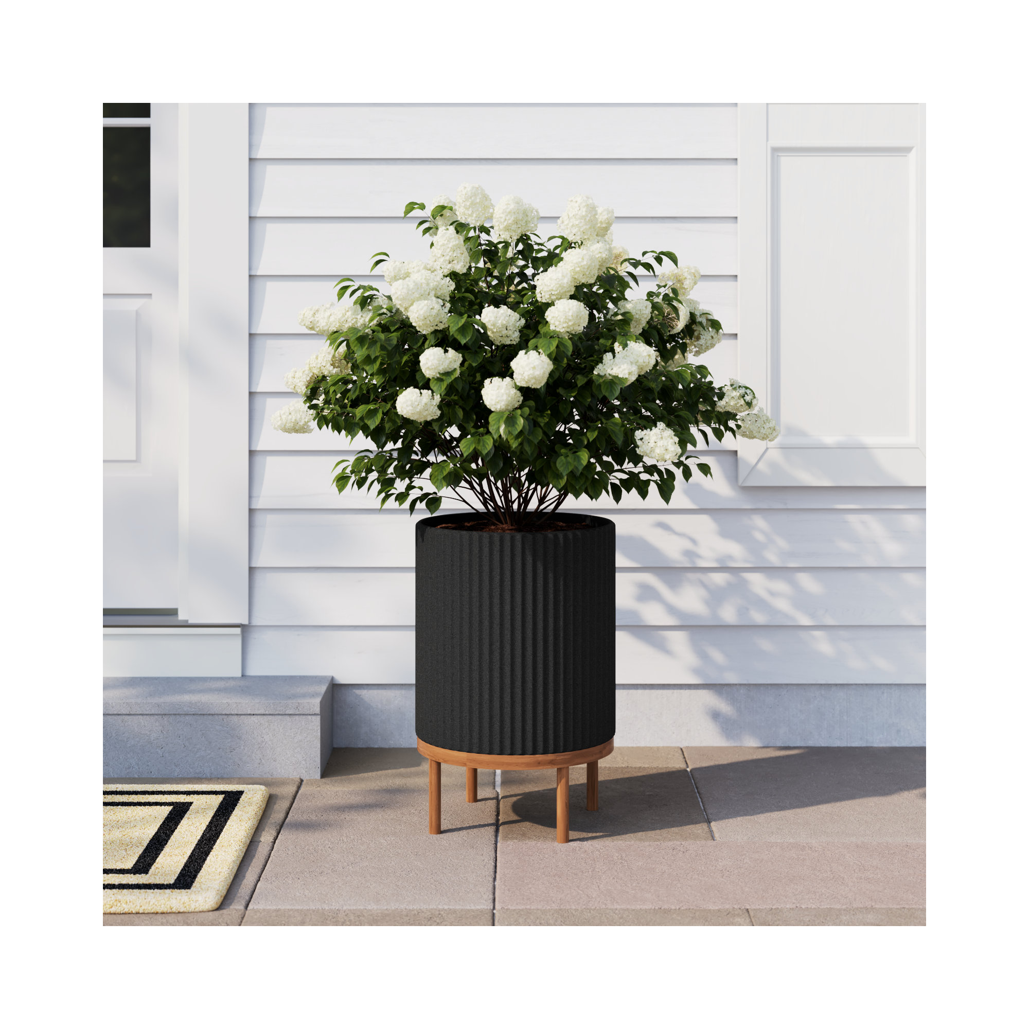 Demi Series Planter with Stand, 22" H x 14.75" W x 14.75" D, Black/Brown, 1
