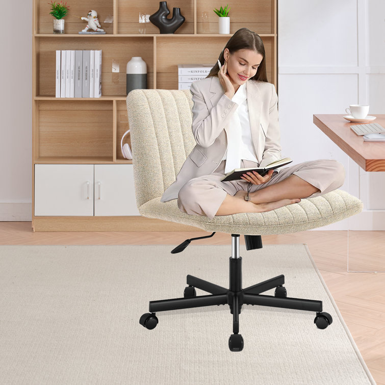 Latitude Run® Armless Home Office Desk Chair With Wheels Or