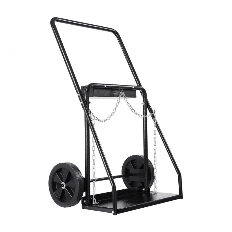 Chariot-réservoir à double réservoir d'oxygène en acétylène avec roues solides de 10 po