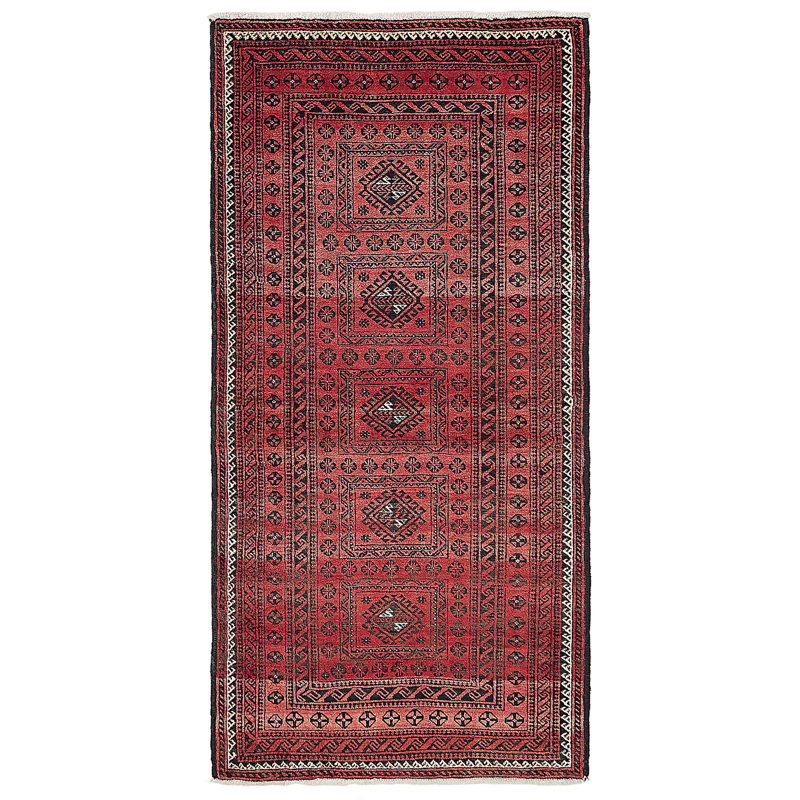 Tapis rouge Baluch 3 pi 3 po x 6 pi 9 po