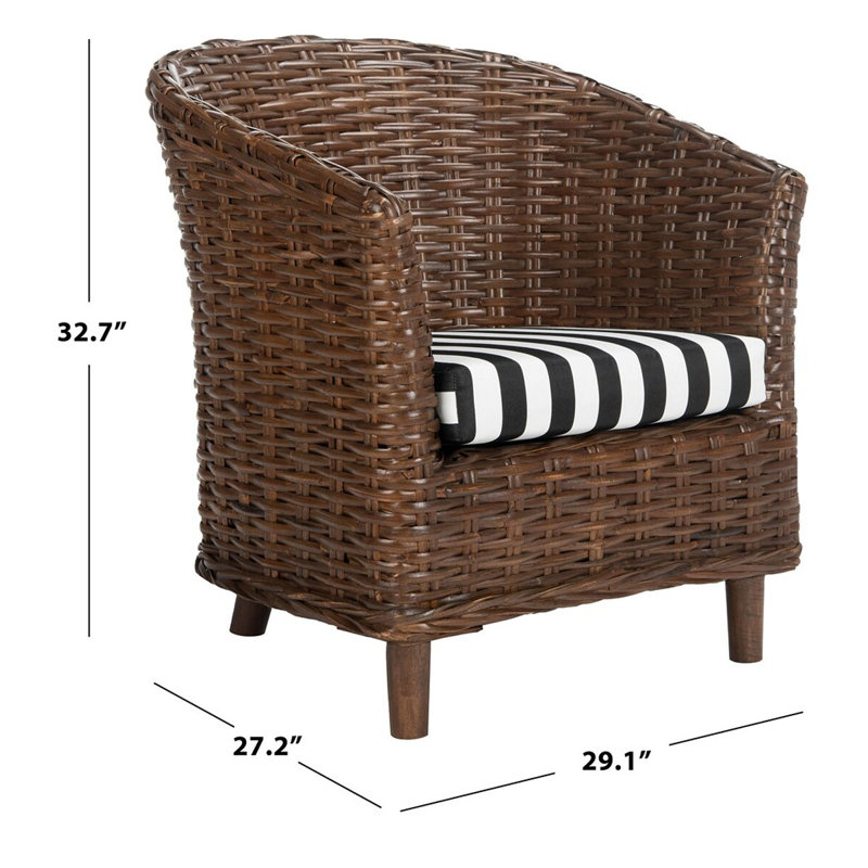 Nikkie 30"W Barrel Chair, Dark Brown