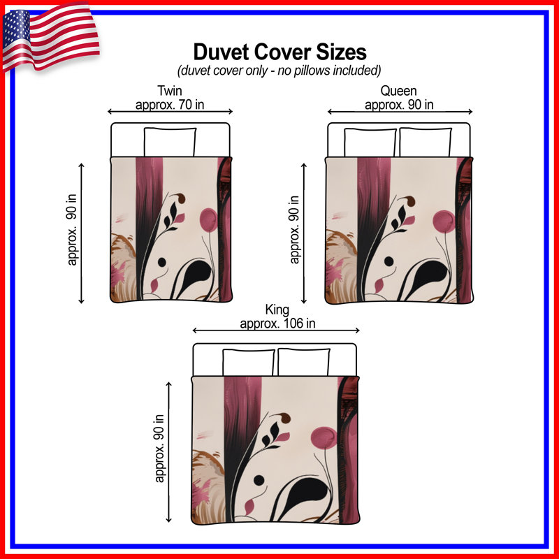 Abstract Floral Stripes Duvet Covers, Lit simple