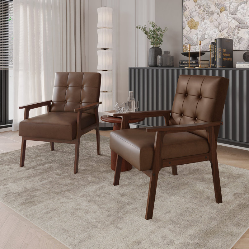 Ensemble de 2 chaises d'appoint en polyuréthane brun, Brun, PU