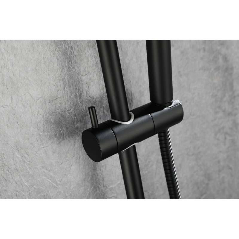 Matt Black Handheld Shower With Adjustable Height And 59-Inch Hose For Comfortable Showers Height, Hose, 28-Inch Slide Bar In Dark Finish