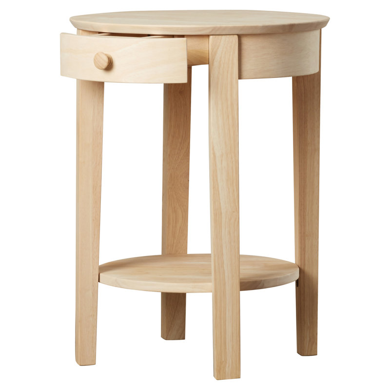 Manatuto Solid Wood End Table with Storage, Unfinished