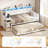 Daybed Twin with Pop Up Trundle, Farmhouse Wooden Day Bed Frame with 3 Storage Drawers and Shelves, Twin Daybed with Charging Station and LED Lights for Bedroom, Guest Room-1131305966-1124053277