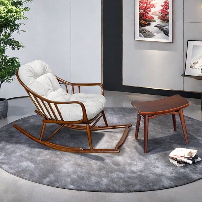 Spacious Rocking Chair with Solid Wood Frame