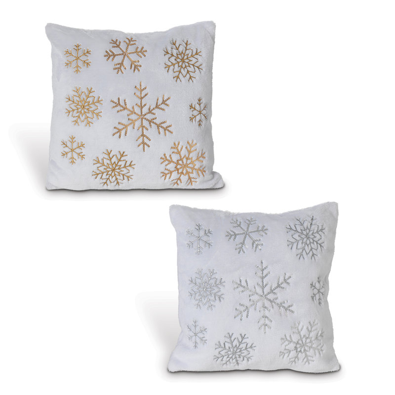 16 in Holiday Snowflake Decorative Pillows Set of 2