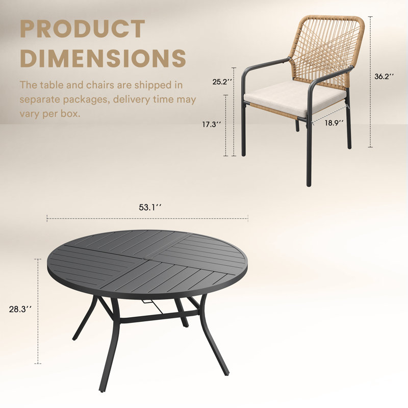 8-Person Outdoor Patio Dining Set With Wicker Stackable Chair, Black