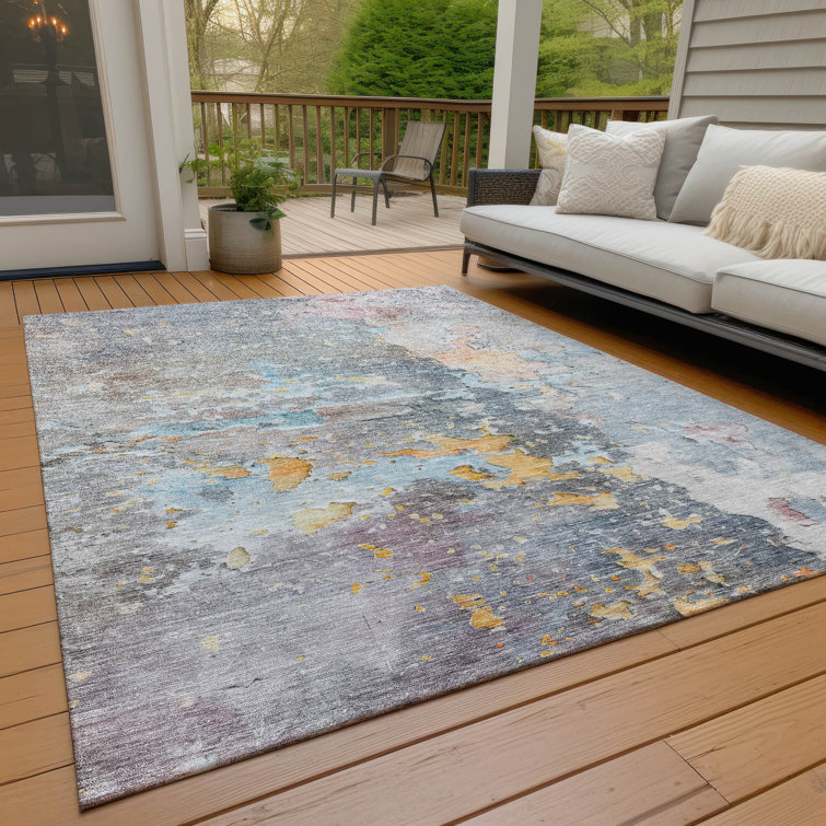 Machine Washable Indoor/Outdoor Claudian ACN1234 Granite Rug