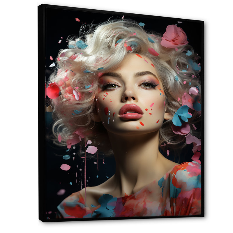 «Blue and Black» par Marilyn Monroe Glamour Portrait I - art sur toile tendance, Cadre flottant noir