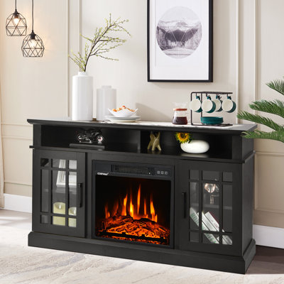 Unfinished TV Stand for TVs up to 48" with Fireplace Included