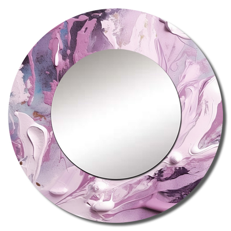 Onfre Electric Marble Ink Art I - miroir en marbre, miroir mural rond unique moderne, impression d'art en métal