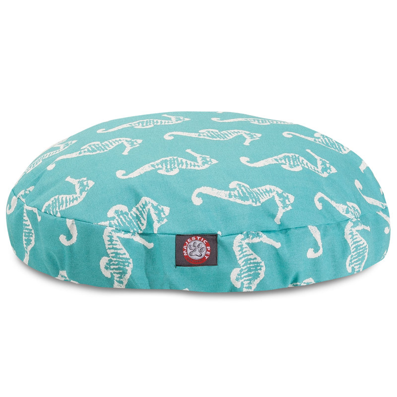 Coussin hippocampe / classique, Petit (l 30 po x P 30 po x H 4 po), Bleu sarcelle