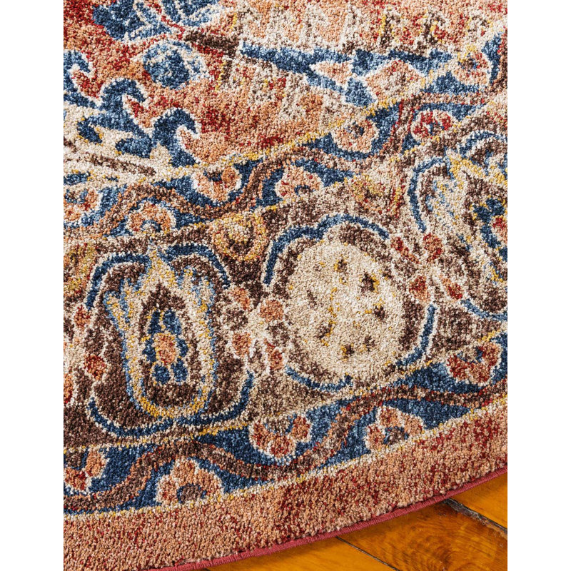 Vern Oriental Area Rug, Round 8', Terracotta