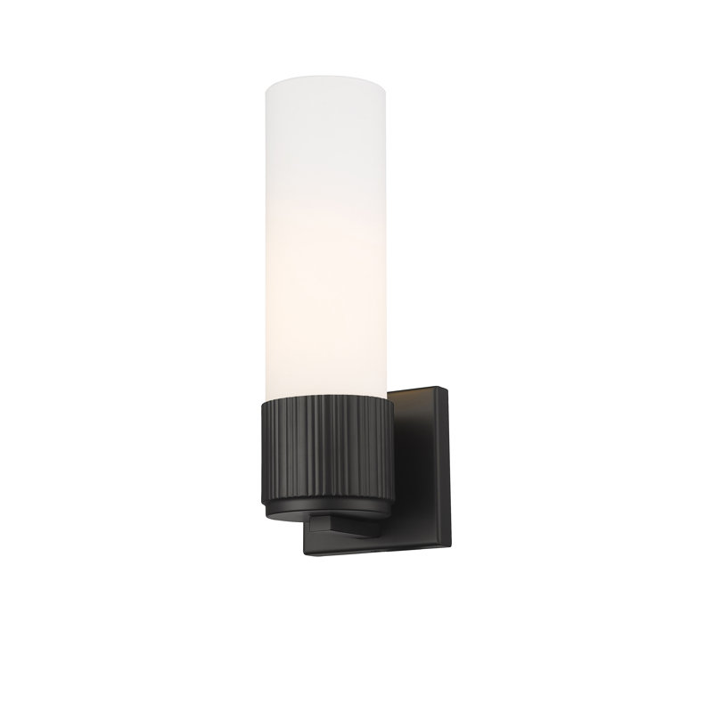 Applique murale 1 lumière 12 "Bolivar, Noir mat, H 15 po x l 5,1 po x P 4 po, Blanc mat