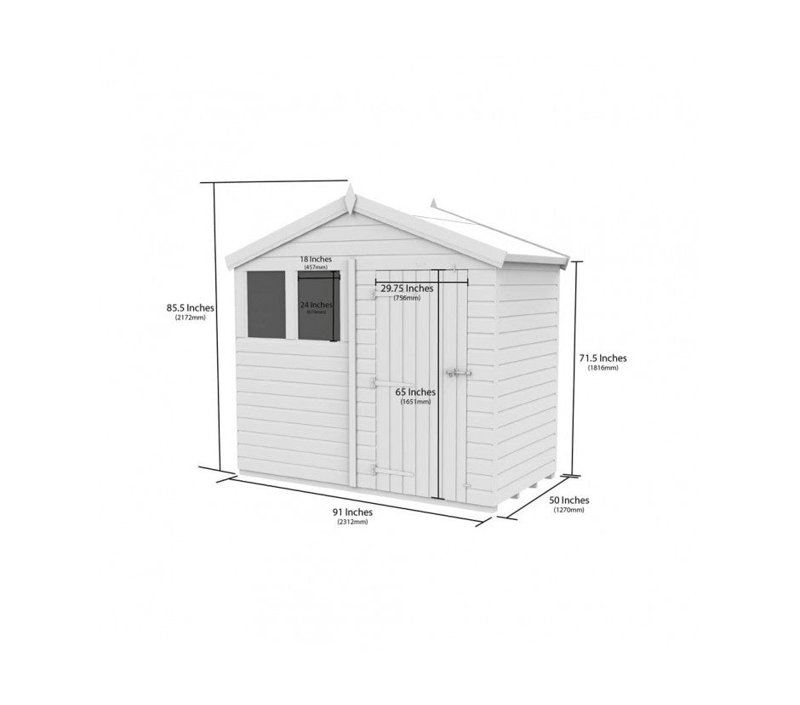 Total Sheds 8ft x 4ft Apex Garden Shed - Double Door - No Windows - Pressure Treated Timber - UK Manufactured