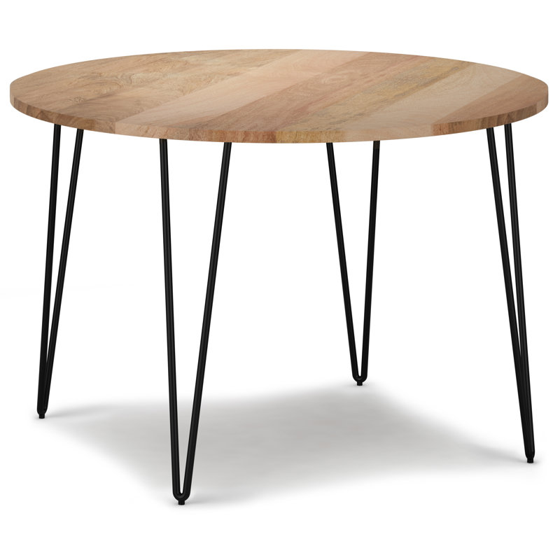 45'' Round Mango Wood Dining Set with Black Metal Chairs