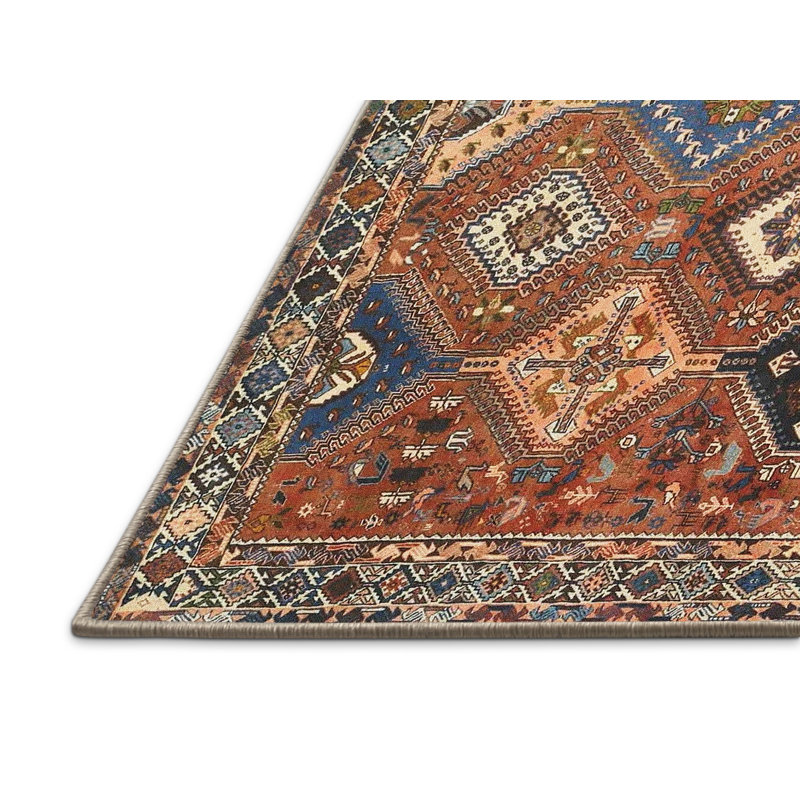 Tapis bleu / noir / orange Southwestern, Rectangle 6 pi x 9 pi
