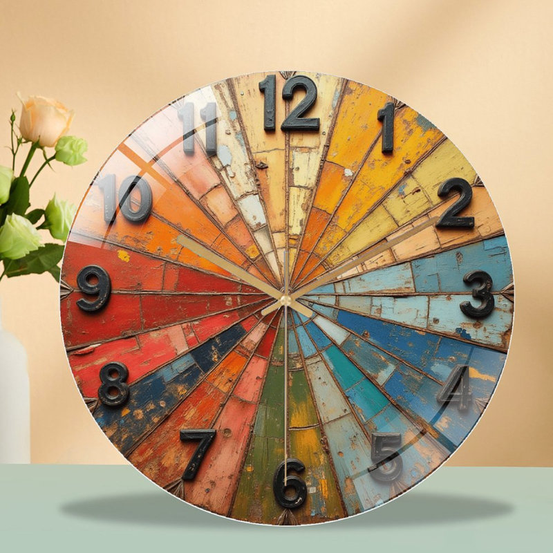 Vintage Wall Clock Art Decor for Home Living Spaces Art - 12'' Modern Glass Wall Clock