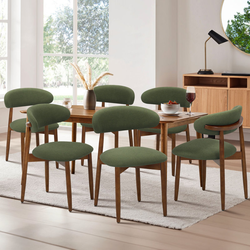 Upholstered Solid Wood Side Chair Dining Chairs, Green